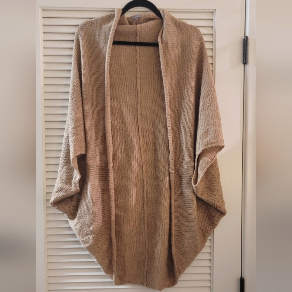 Charlotte Russe- Tan Open Knit Cardigan Sweater